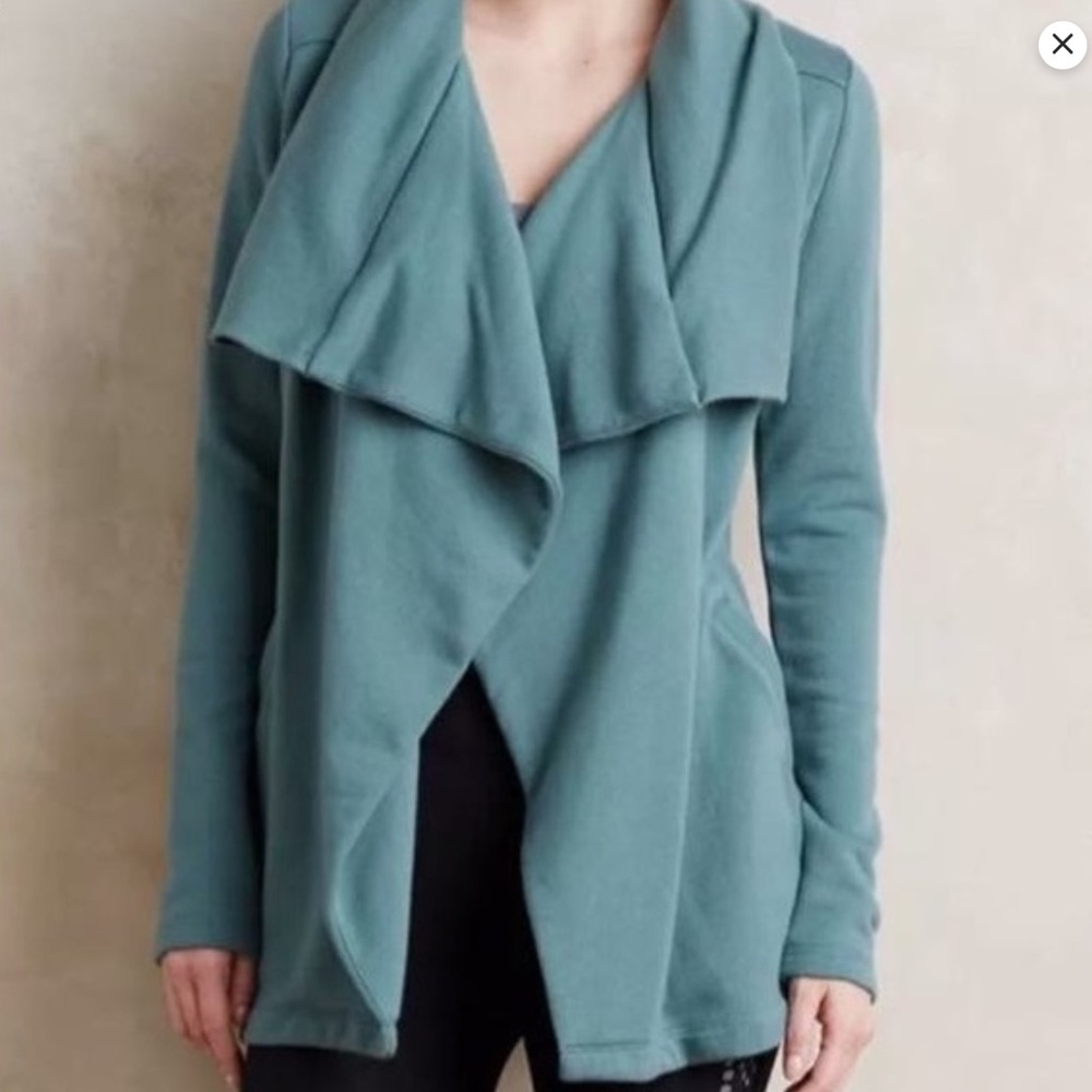 Anthropologie Saturday Sunday Green Shawled Draped Waterfall Cardigan Size XS - Picture 1 of 10